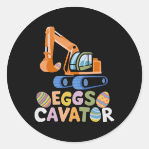 Funny Easter Egg Hunt With Trucks And Construction Classic Round Sticker