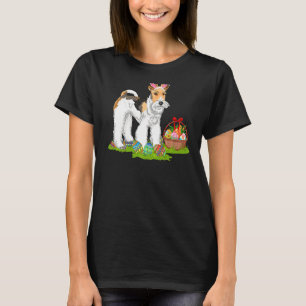 Funny Easter Egg Hunting Bunny Wire Fox Terrier Do T-Shirt