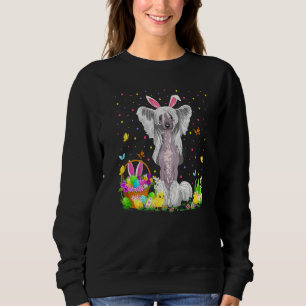 Funny Easter Egg Hunting Chinese Crested Dog Easte Sweatshirt