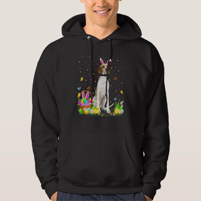 Funny Easter Egg Hunting English Pointer Dog Easte Hoodie (Front)