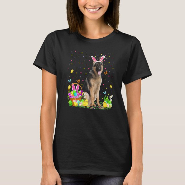 Funny Easter Egg Hunting German Shepherd Dog Easte T-Shirt (Front)