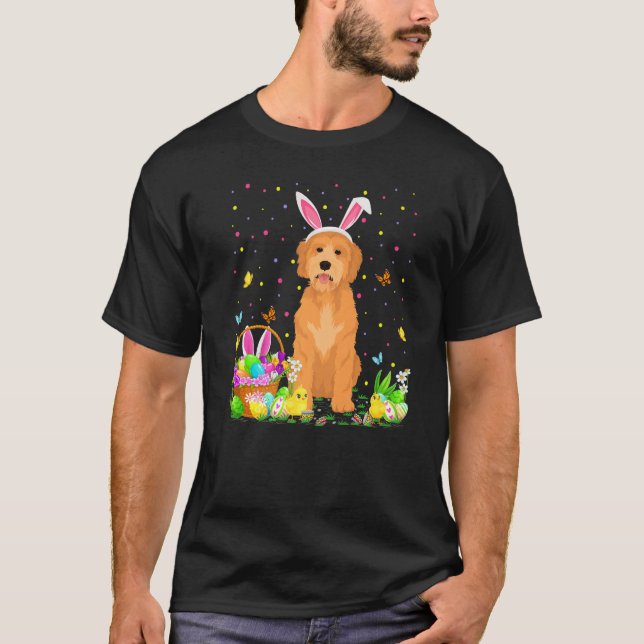 Funny Easter Egg Hunting Goldendoodle Dog Easter S T-Shirt (Front)