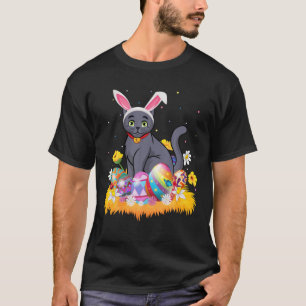 Funny Easter Egg Lover Cute Russian Blue Cat Easte T-Shirt