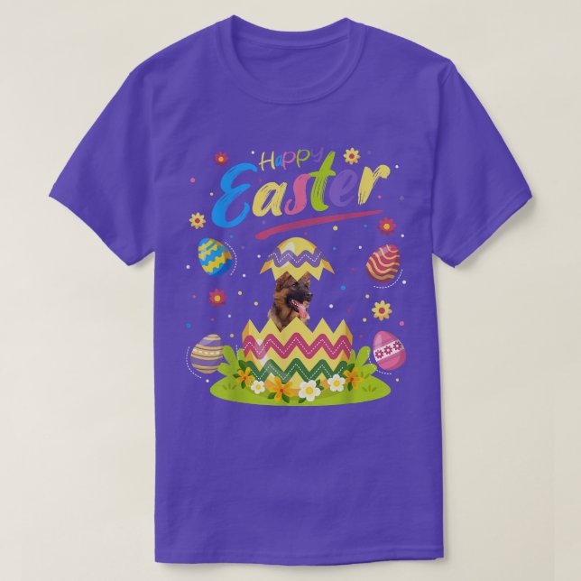 Funny Easter Egg Lover German Shepherd Dog Happy E T-Shirt (Design Front)
