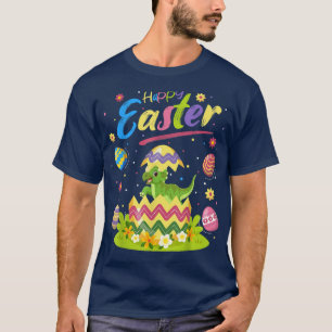 Funny Easter Egg Lover Triceratops Dinosaur Happy  T-Shirt