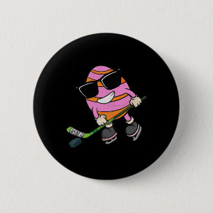 Funny Easter Egg Playing Ice Hockey Sport Lover Bo 6 Cm Round Badge