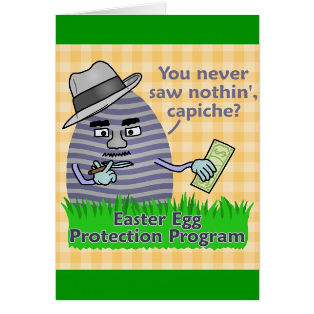 Funny Easter Egg Protection Program Greeting Card (Front)
