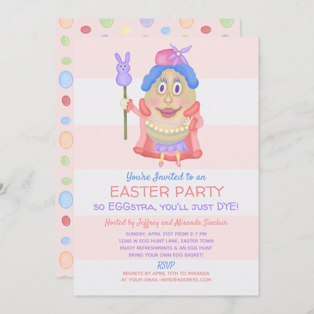 Funny Easter Egg So Eggstra Cute Spring Party Invitation (Front/Back)