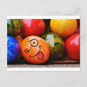 Funny Easter Egg Sticking his tongue out Holiday Postcard