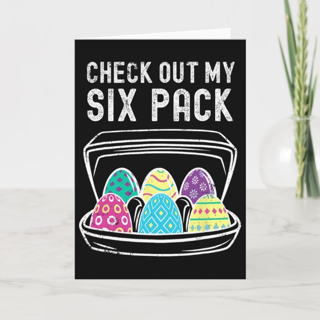 Funny Easter Egg Workout Check Out My Six Pack Abs Card (Front)