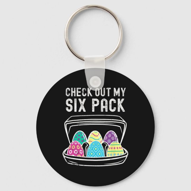 Funny Easter Egg Workout Check Out My Six Pack Abs Key Ring (Front)