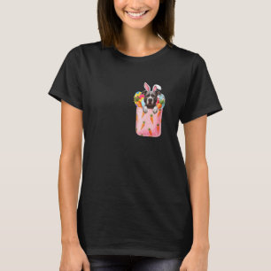 Funny Easter Eggs Bunny Pit Bull In Carrots Pocket T-Shirt