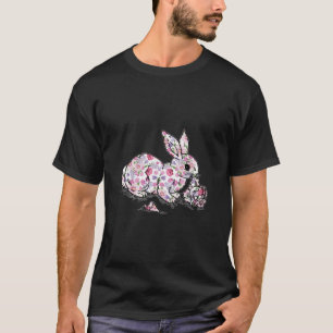 Funny Easter For Girls Women Easter Bunny Flowers T-Shirt