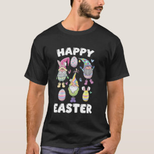 Funny Easter Garden Gnomes Happy Easter Egg Bunny  T-Shirt
