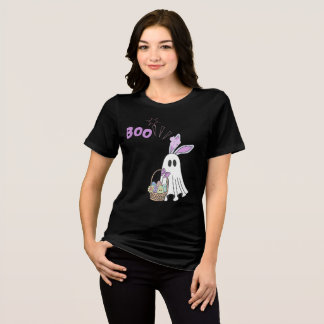 Funny Easter Ghost Cute Halloween Bunny Egg Basket Tri-Blend Shirt