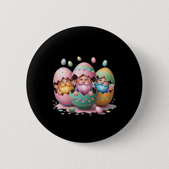 Funny Easter Gnome Egg Easter Gnomes Hatching From 6 Cm Round Badge (Front)