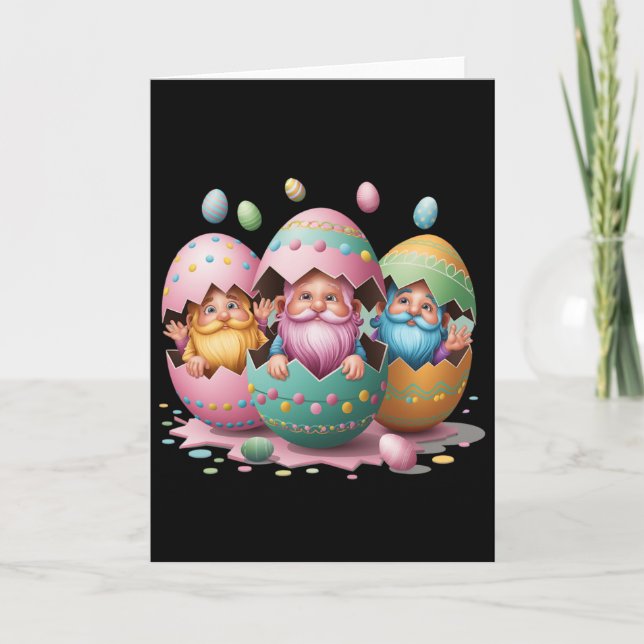 Funny Easter Gnome Egg Easter Gnomes Hatching From Card (Front)