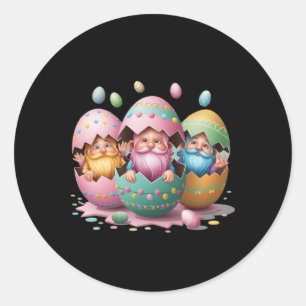 Funny Easter Gnome Egg Easter Gnomes Hatching From Classic Round Sticker