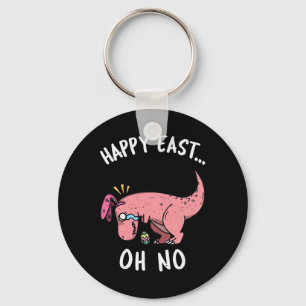Funny Easter Happy East... Oh No Trex Pink Dinosau Key Ring