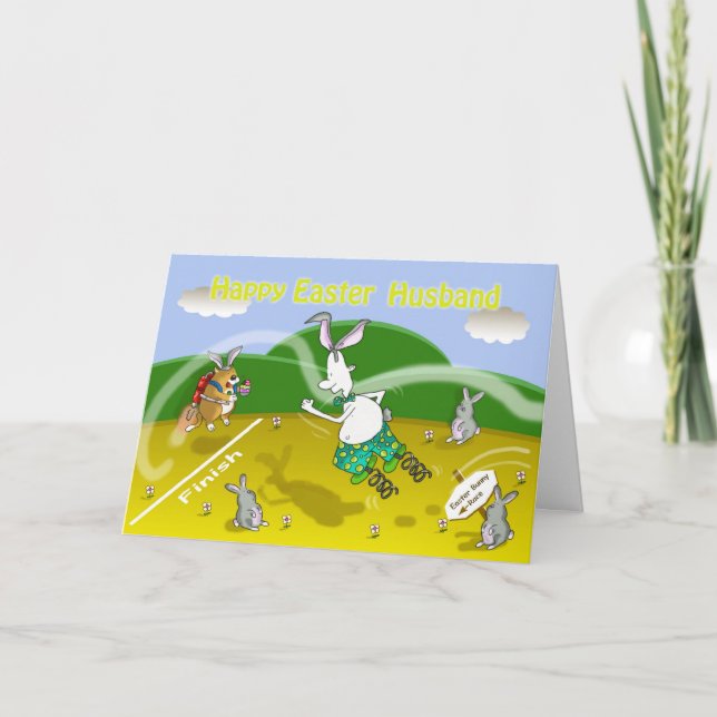 Funny easter Husband card, Fat cat and Duncan Holiday Card (Front)