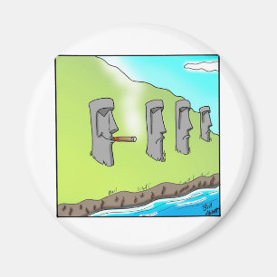 Funny Easter Island Cigar Cartoon Gifts Magnet