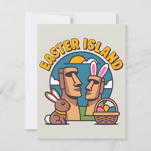 Funny Easter Island Easter Design Holiday Card (Front)