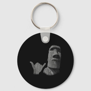 Funny Easter Island Rapa Nui Moai Statue Surfer Sh Key Ring