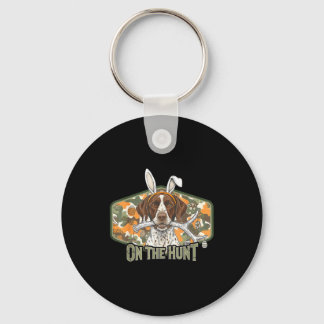 Funny easter labrador retriever on the hunt bunny key ring