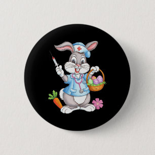 Funny Easter Nurse Stethoscope Bunny Scrub Top Rab 6 Cm Round Badge