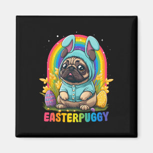 Funny Easter Pug Dog Easterpuggy Cute Pug Lover Ra Magnet
