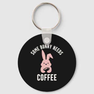 Funny Easter Pun, Cute Bunny Coffee Lover  Key Ring