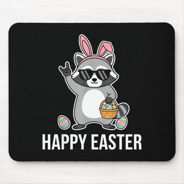 Funny easter racoon costume toddler egg hunt mouse pad (Front)