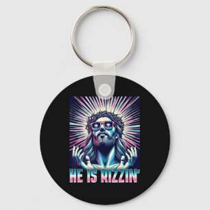 Funny Easter Resurrection Rizz Meme He Is Rizzin J Key Ring