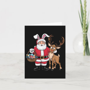 Funny Easter Santa Claus With Bunny Ears And Egg B Card