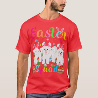 Funny Easter Squad Bunny Ear Bichon Frise Dog Happ T-Shirt