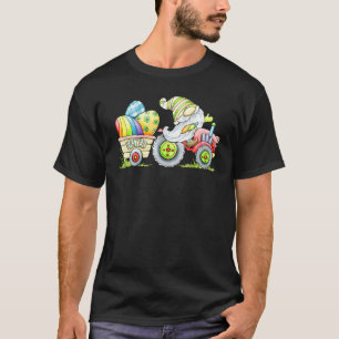 Funny Easter Tractor Gnome Farm Eggs Rabbit Bunny  T-Shirt