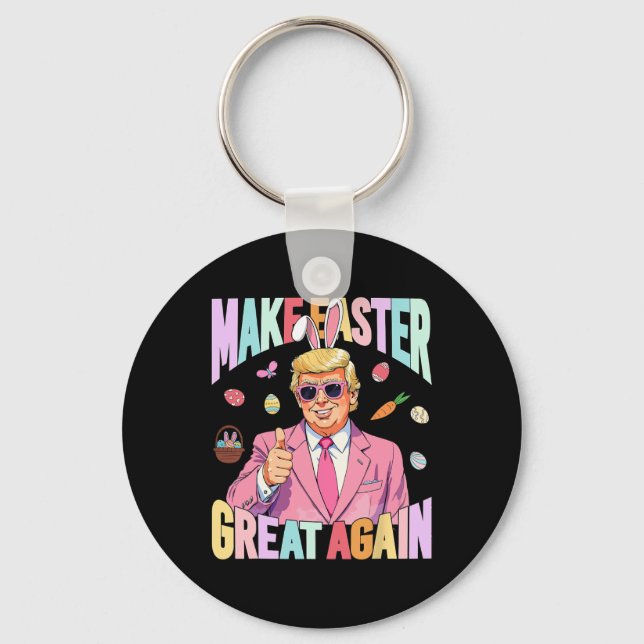 Funny Easter Trum Bunny Make Easter Great Again  Key Ring (Front)