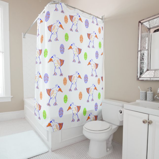 Funny Easter turkey seamless pattern Shower Curtain (In Situ)