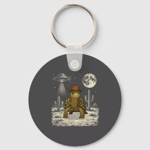 Funny Eastern Box Turtle Cowboy Western Ufo Key Ring