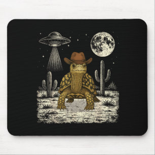Funny Eastern Box Turtle Cowboy Western Ufo Mouse Pad
