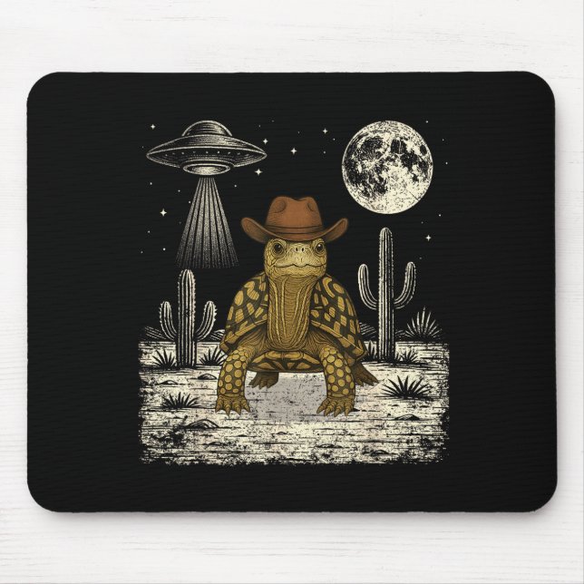 Funny Eastern Box Turtle Cowboy Western Ufo  Mouse Pad (Front)