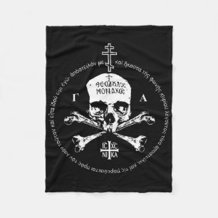 Funny Eastern Orthodox Cross Skull Ic Xc Nika Jesu Fleece Blanket