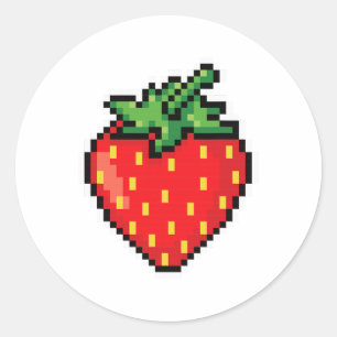 Funny Easy Halloween Costume Pixel Strawberry 80s  Classic Round Sticker