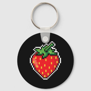 Funny Easy Halloween Costume Pixel Strawberry 80s  Key Ring