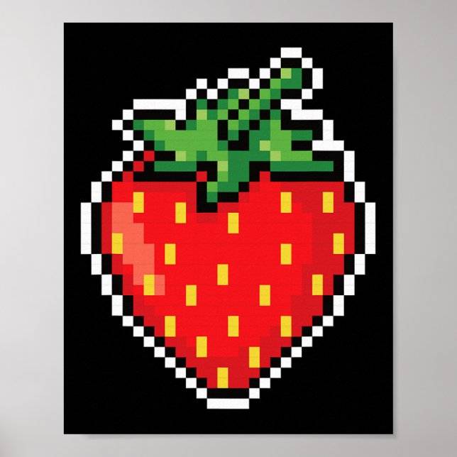 Funny Easy Halloween Costume Pixel Strawberry 80s  Poster (Front)