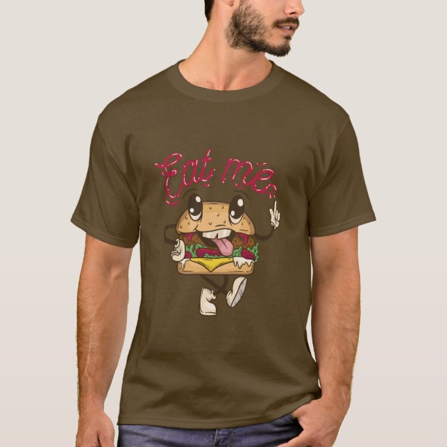 Funny Eat Me Cheeseburger T-Shirt (Front)