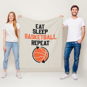 Funny eat sleep Basketball repeat word art  Fleece Blanket
