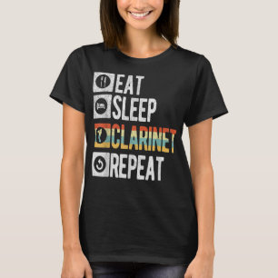 Funny Eat Sleep Clarinet Repeat Player Musician Re T-Shirt