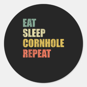 Funny Eat Sleep Cornhole Repeat Classic Round Sticker