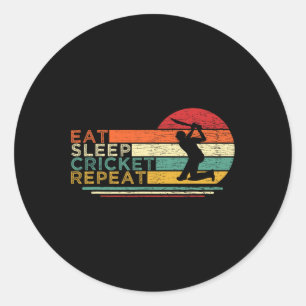 Funny Eat Sleep Cricket Repeat For The Cricket Pla Classic Round Sticker